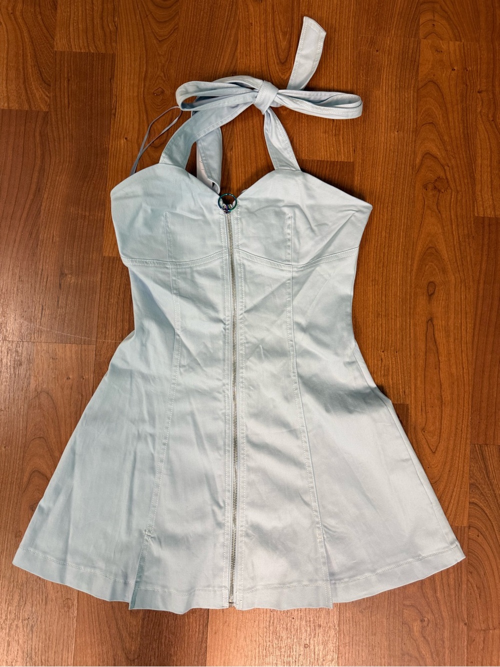 Light Blue Halter Fit-and-Flare Dress